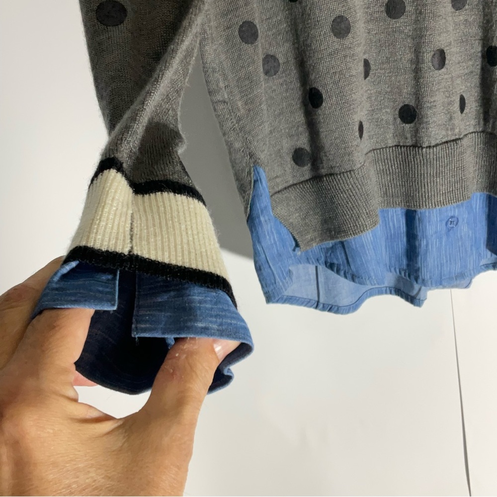 Gray Polka Dot V-Neck Sweater - Picture 7 of 16